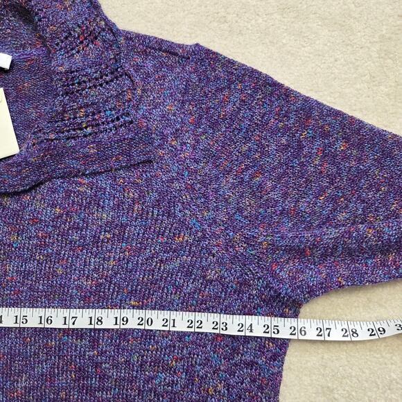 NWT CJ Banks 2X Cardigan Sweater Button Scalloped Long Sleeve Collar Purple - Picture 10 of 16